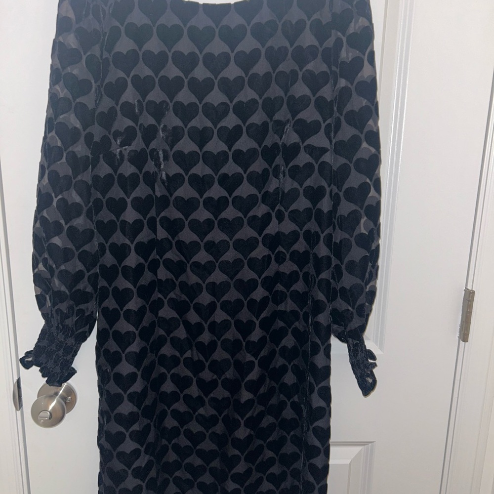Heart Patterned Black Dress